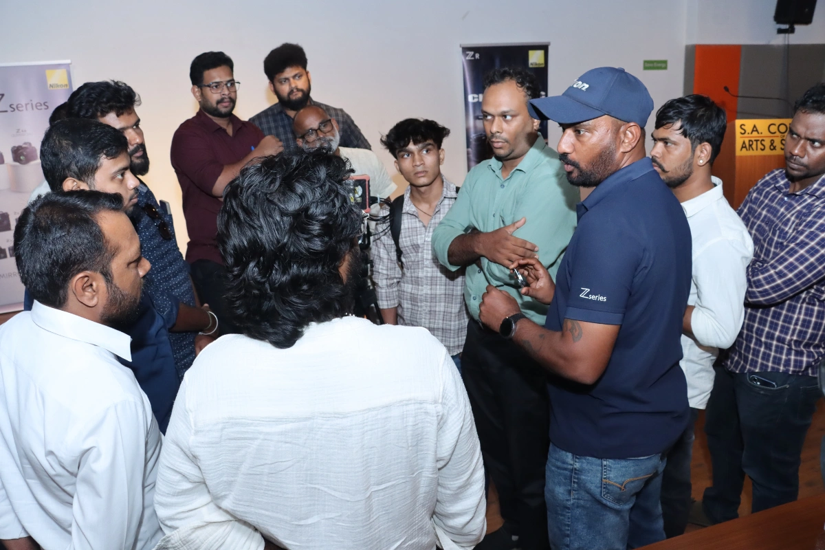 Participants engage in a cinematography workshop in Chennai, gaining hands-on filmmaking experience with professional cinema cameras.